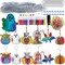 30 Set Halloween Suncatcher Craft Kit – DIY Window Paint Keychain Set with Pumpkins, Ghosts, Bats & Witch Designs – Includes Paints, Brushes, Beads & Hooks – Halloween Arts & Crafts Activity for Kids